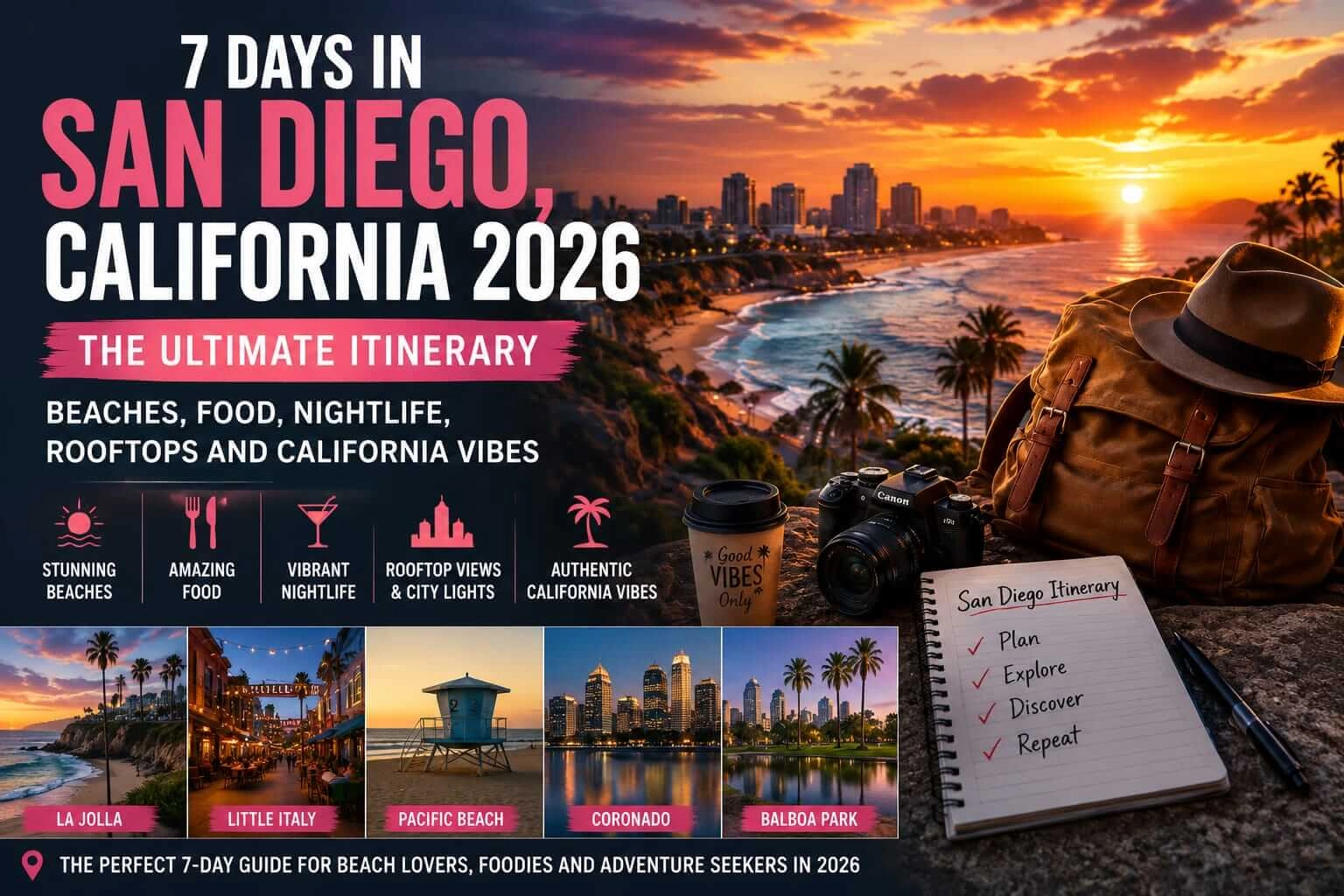 7 Days in San Diego, California 2026: The Ultimate Itinerary – Beaches, Food, Nightlife, Rooftops and California Vibes